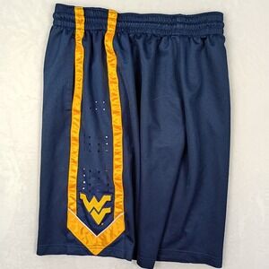 Nike Elite West Virginia University WVU Basketball Shorts Navy Blue Gold Mens L
